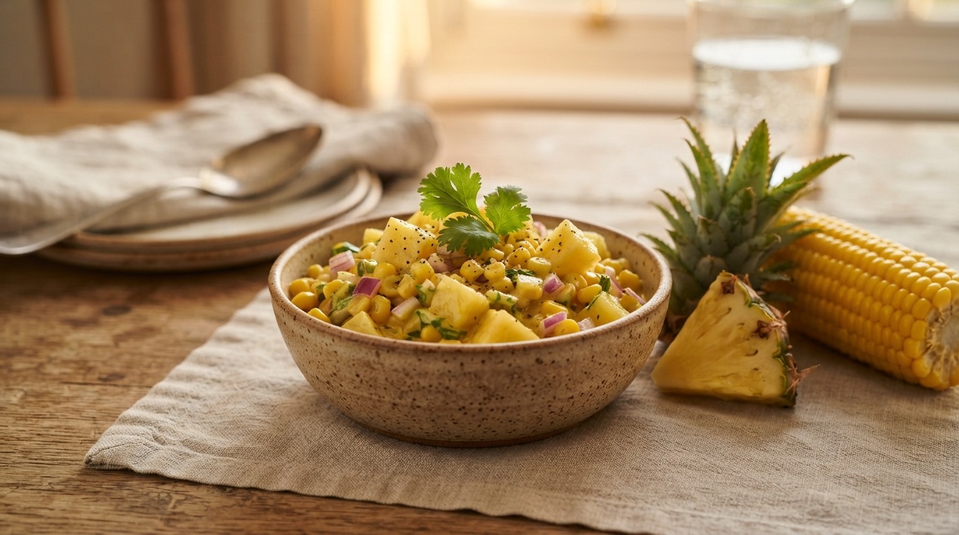 Ananas-maissalade met kerrie