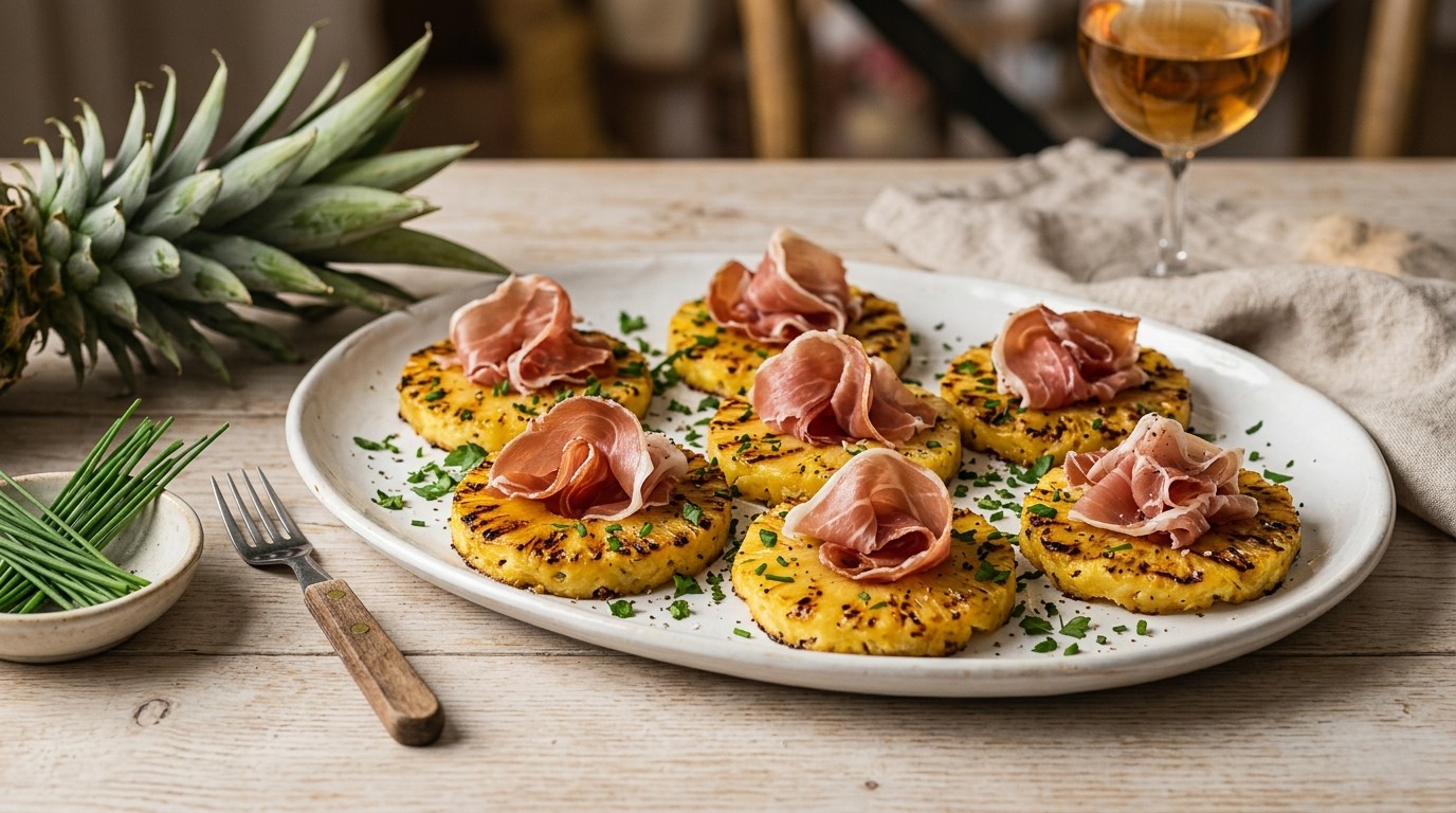 Ananas met rauwe ham