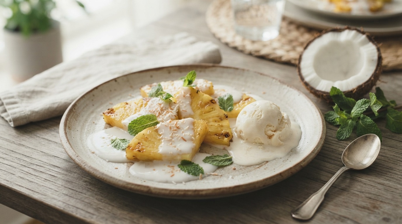 Ananas met zoete kokossaus