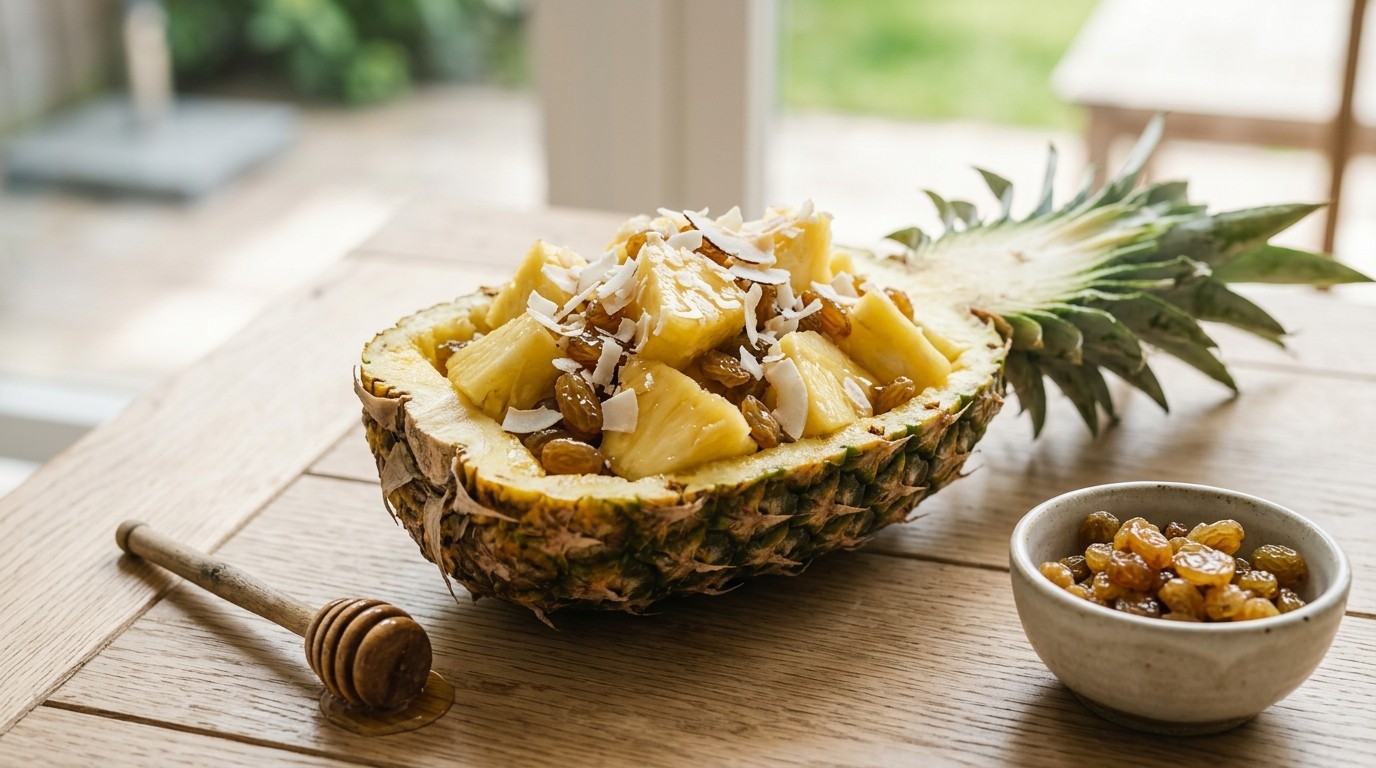 Ananassalade met rum en Kokos