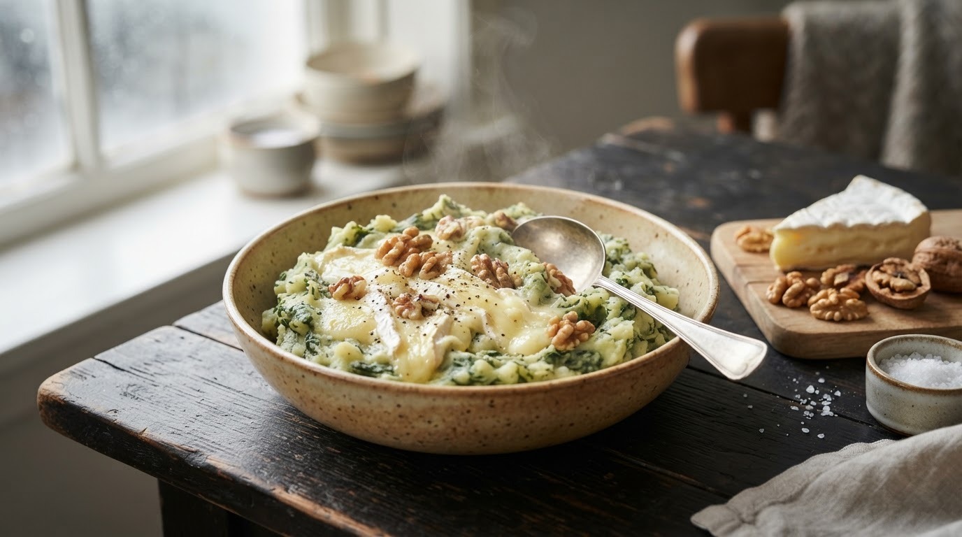 Andijvie stamppot met Brie en walnoten