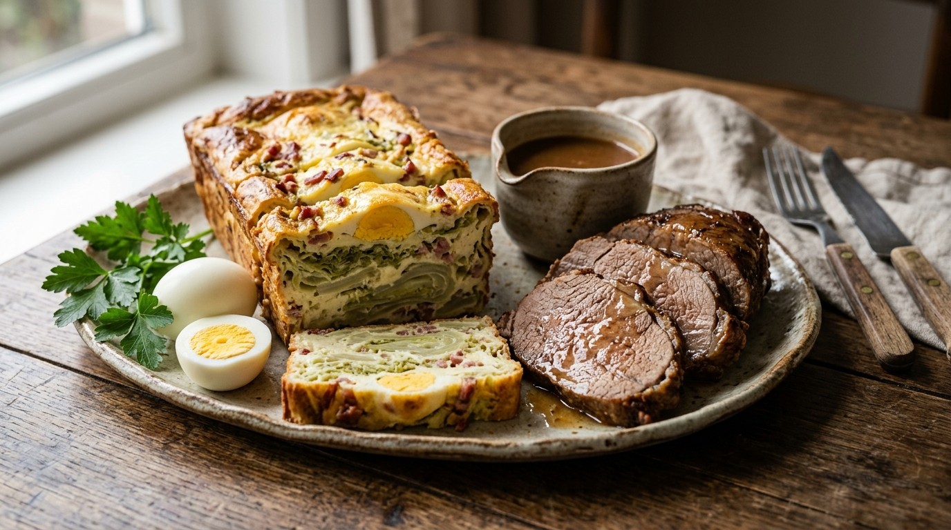 Andijviebrood met kalfsgebraad