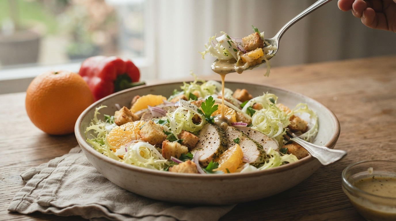 Andijviesalade met knoflookcroutons