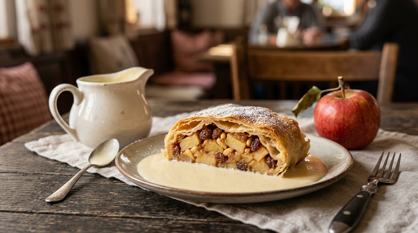 Apfelstrudel met Vanillesaus