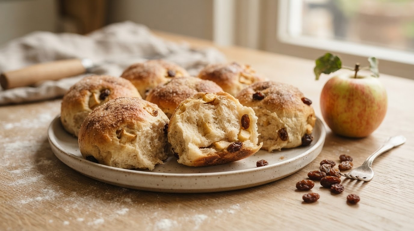 Appel-rozijnenkwarkbroodjes