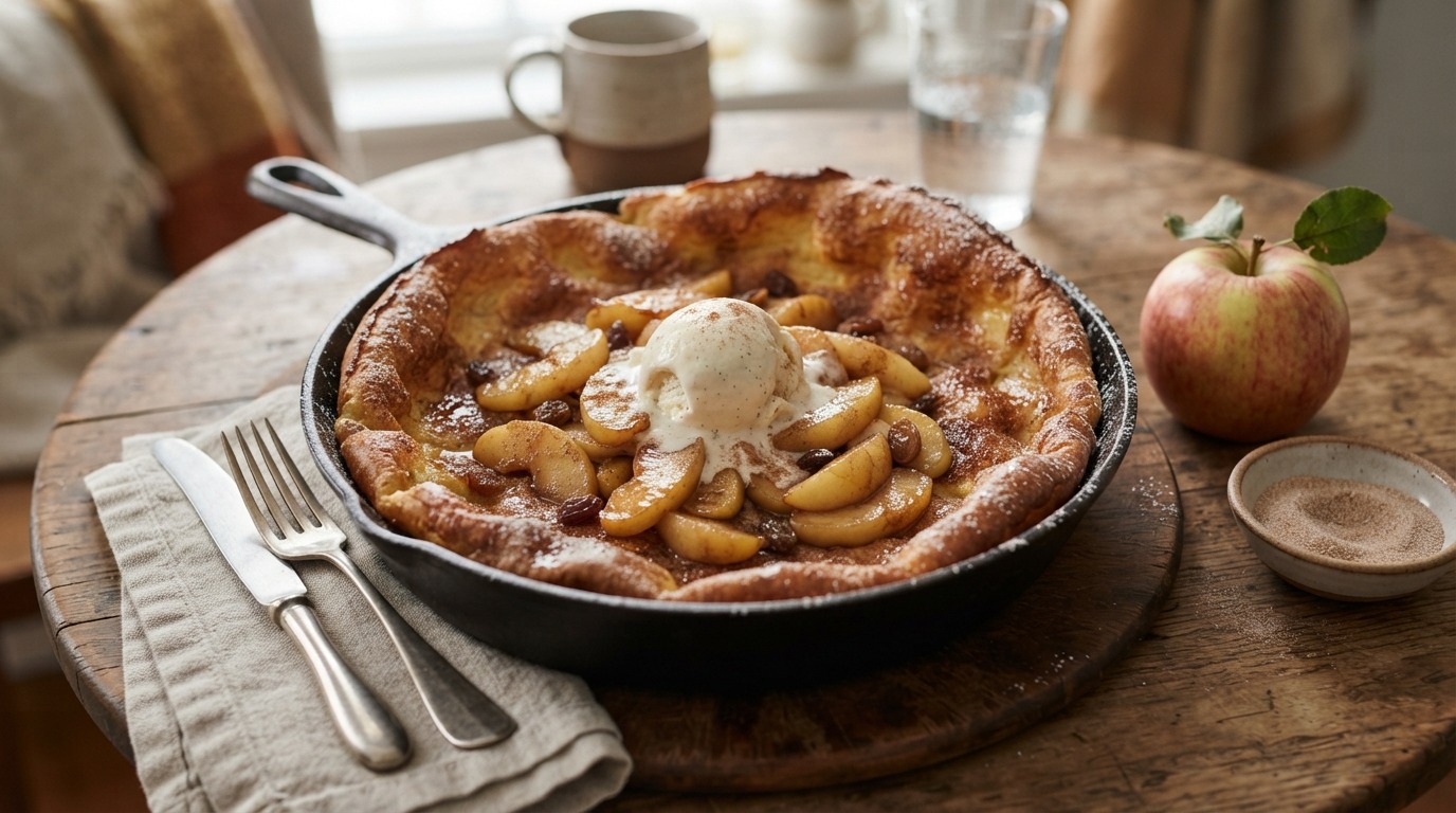 Appelpannenkoek met een bolletje vanilleijs
