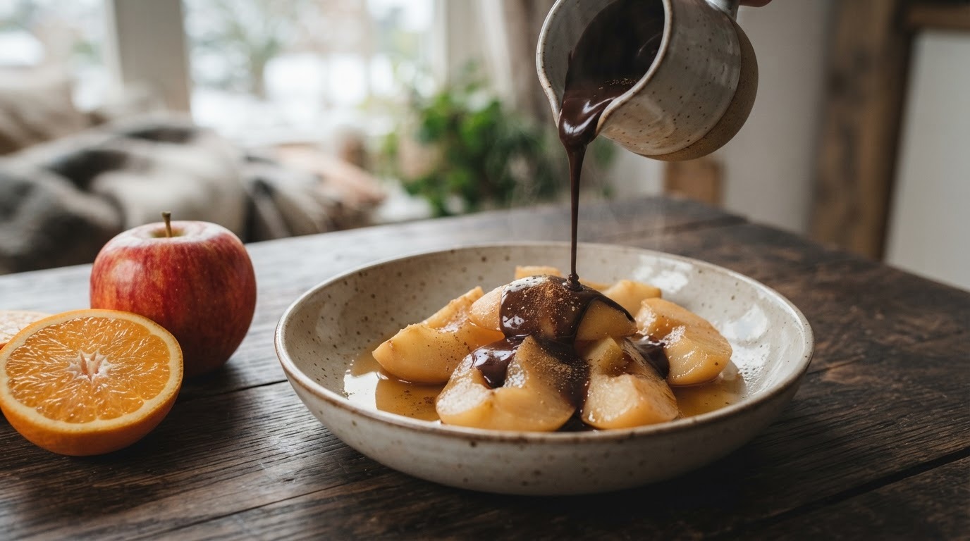 Appels met warme chocoladesaus