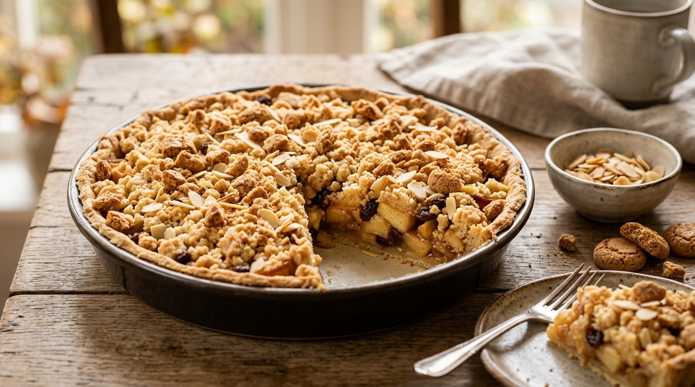 Appeltaart met bitterkoekjes