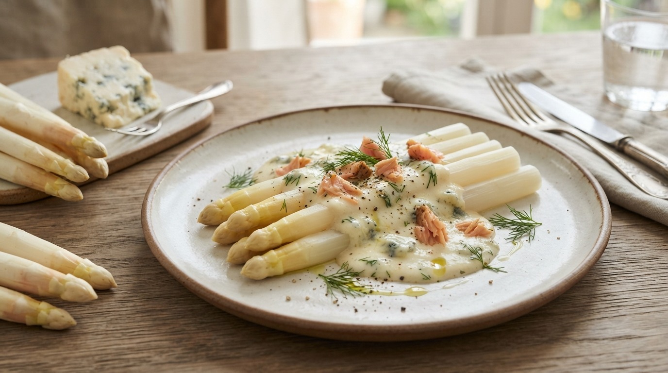 Asperge met gorgonzolasaus