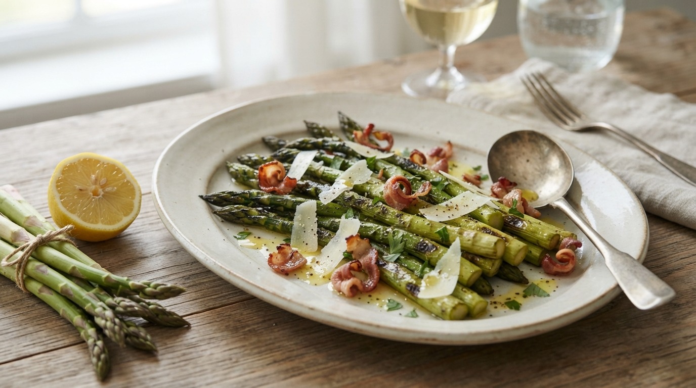 Asperge salade met panchetta en pecorini