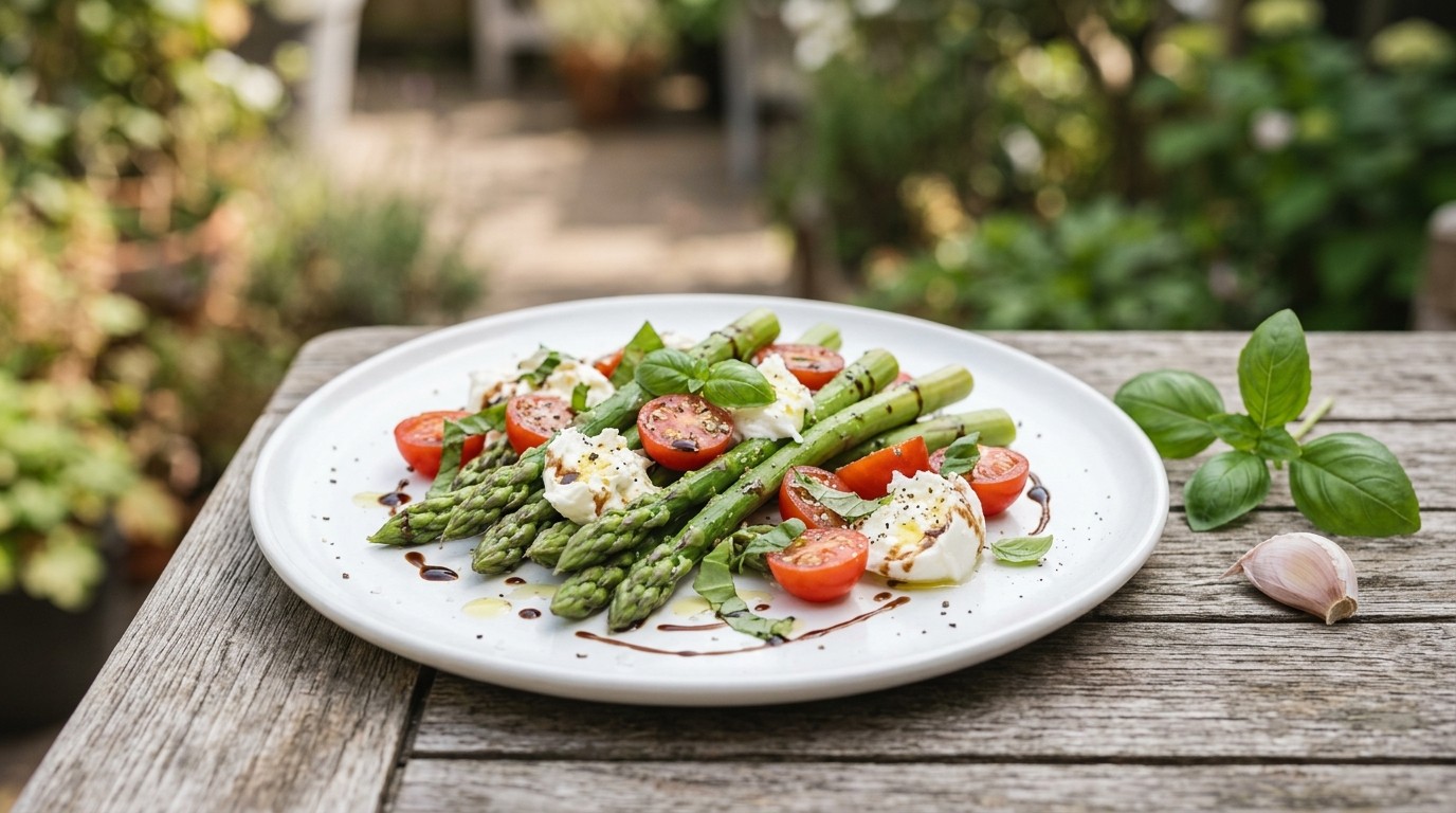 Asperge-tomatensalade met mozzarella