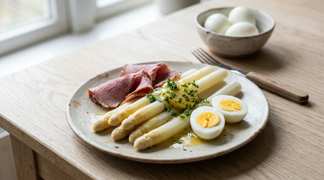 Asperges met Beenham en Kervelboter