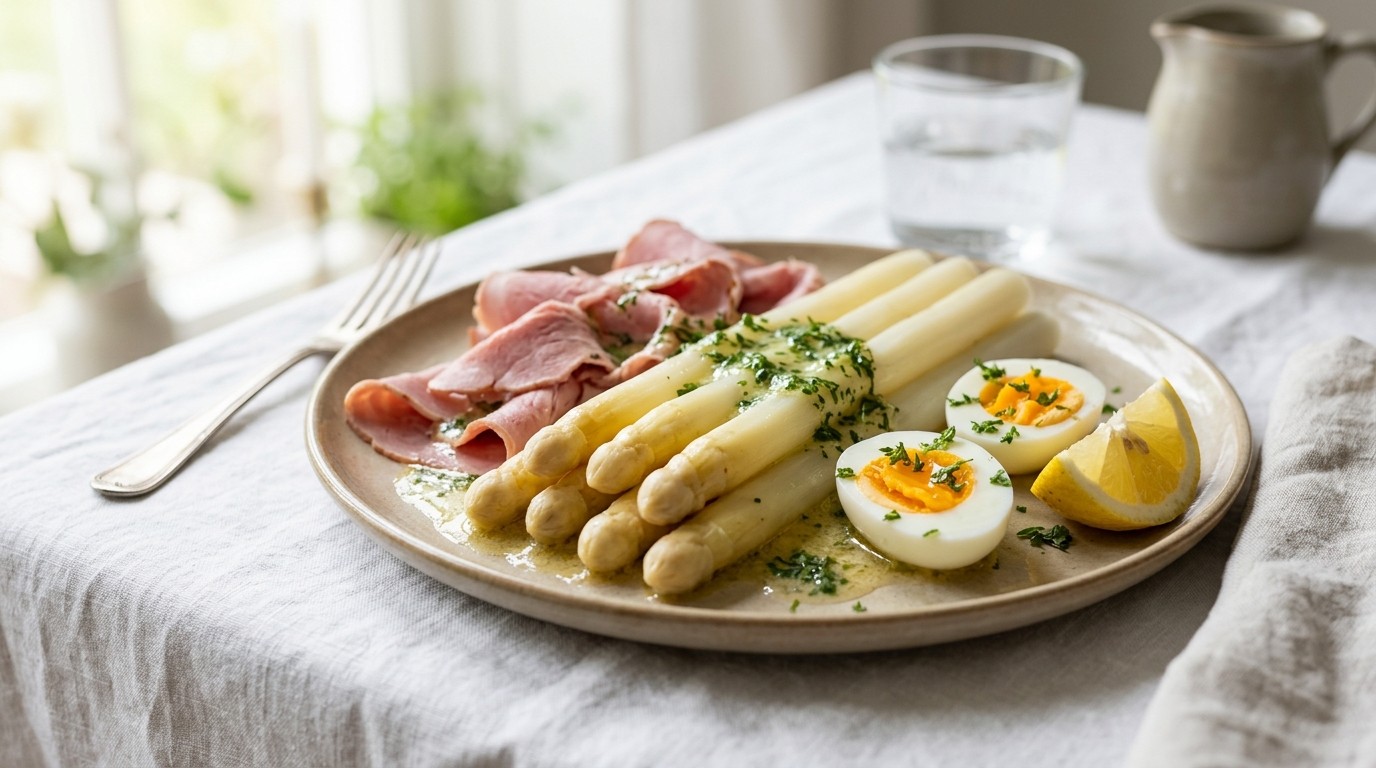 Asperges met Beenham en Kervelboter