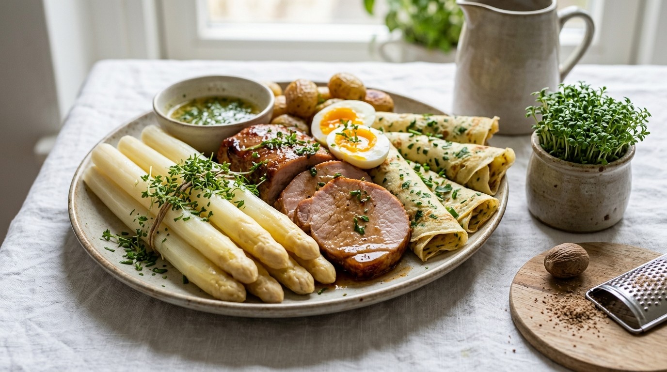 Asperges met casselerrib