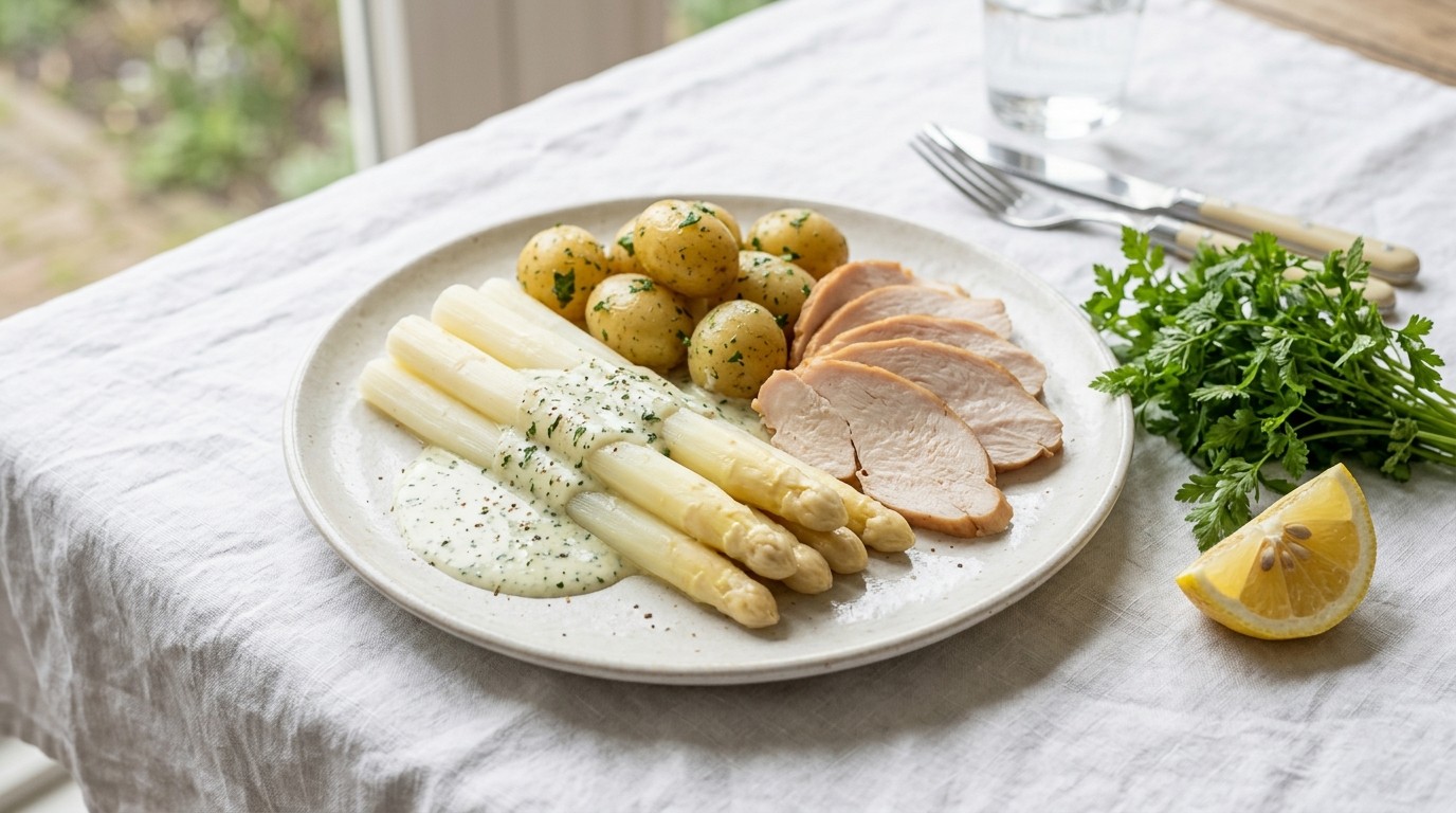 Asperges met Kipfilet en Kruidenroom