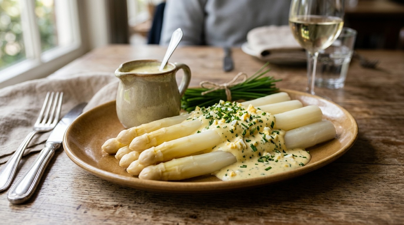 Asperges met mosterdtuinkruidensaus