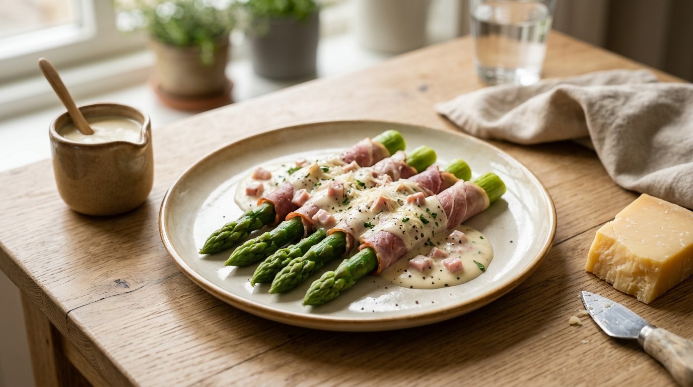 Asperges met romige hamsaus