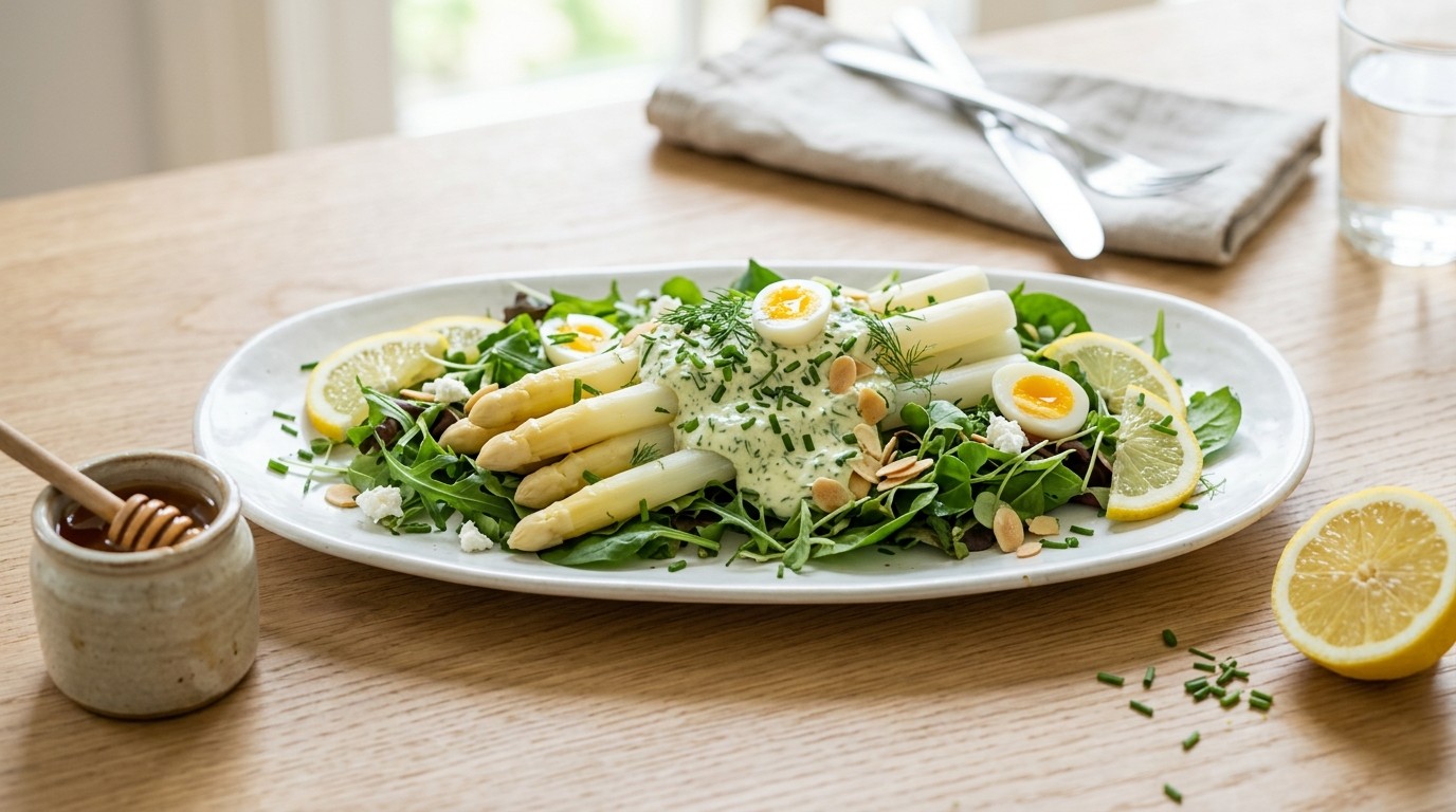 Aspergesalade met bieslookdressing