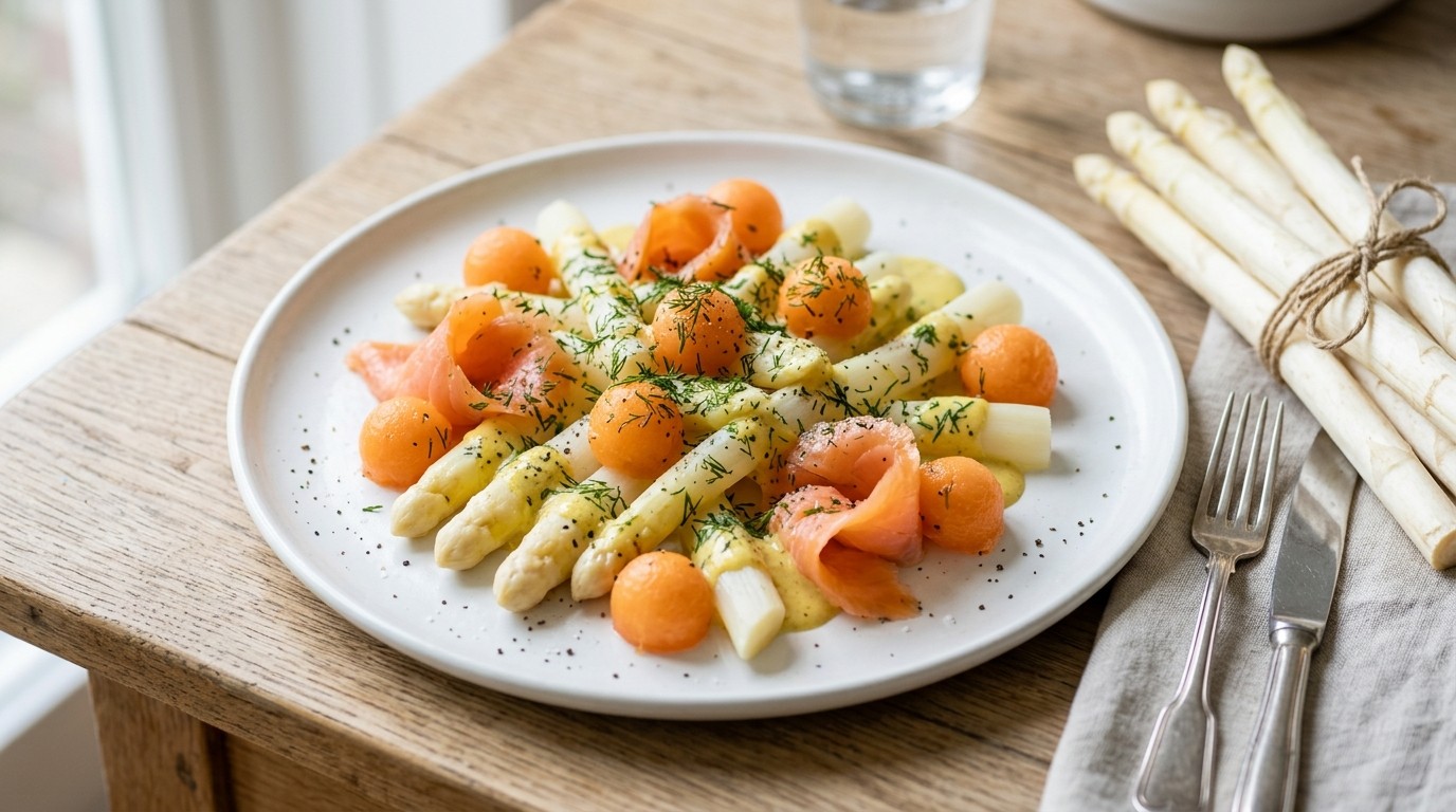 Aspergesalade met Gerookte Zalm en Papaja