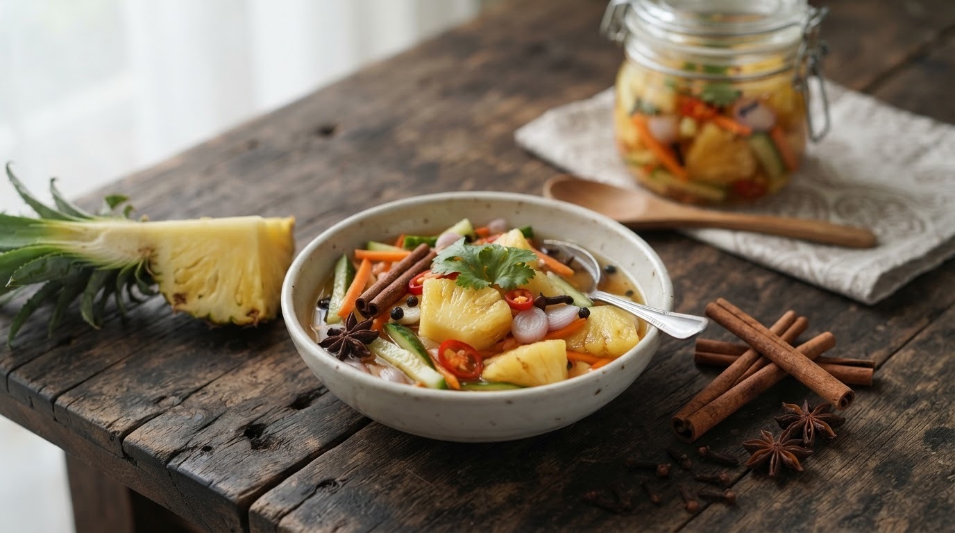 Atjar nanas (zoet/zure ananas)