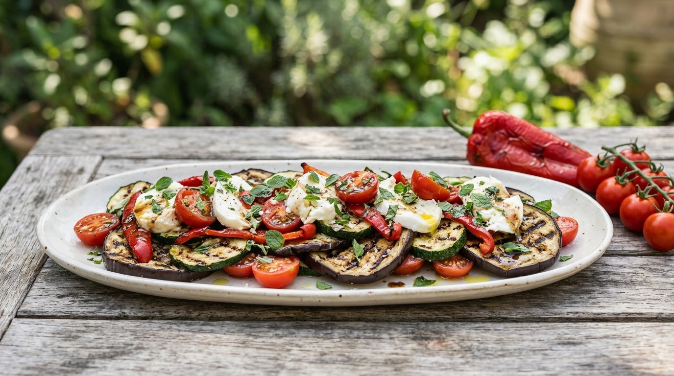 Aubergine-courgettesalade