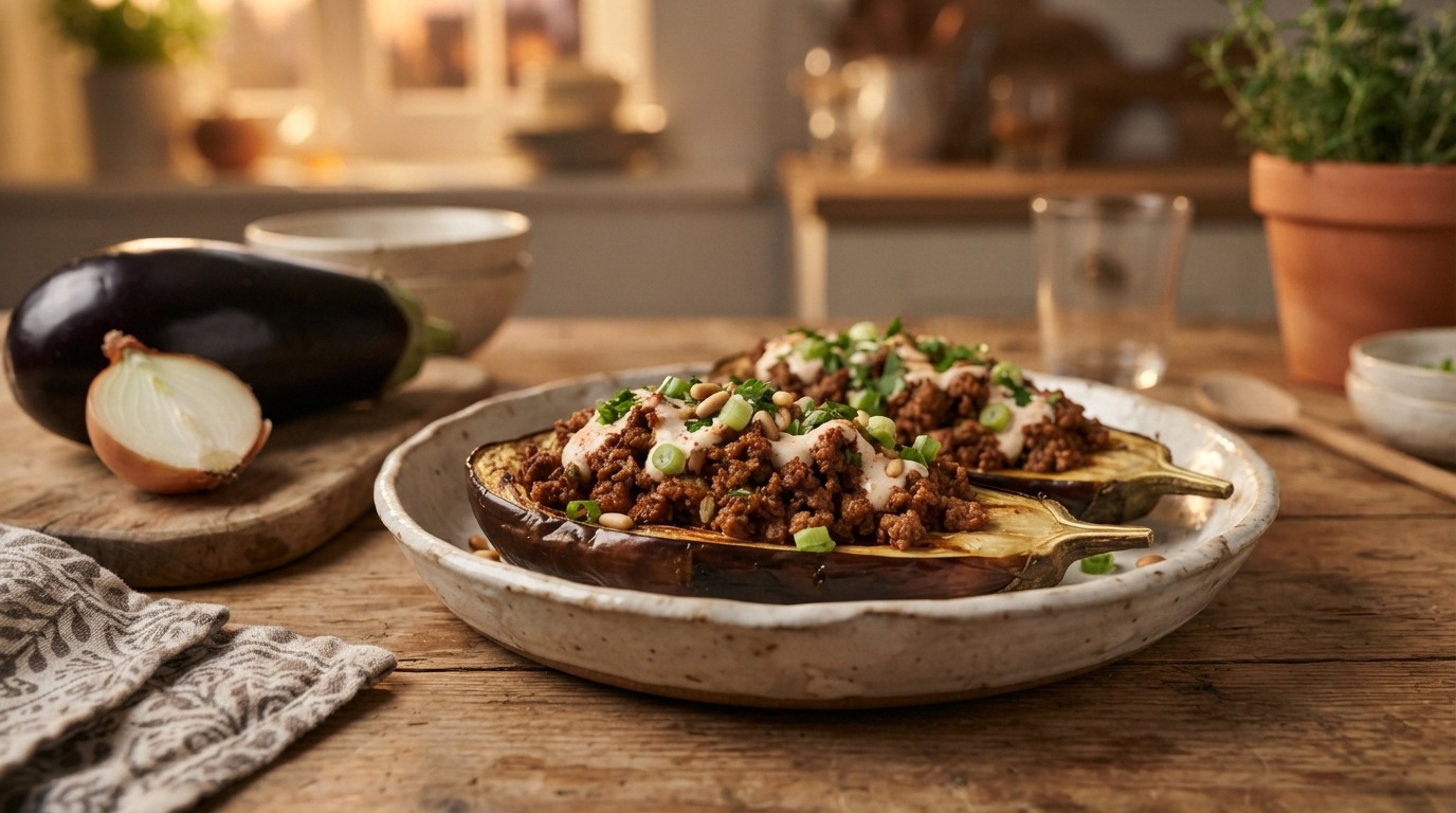 Aubergine met rundergehakt