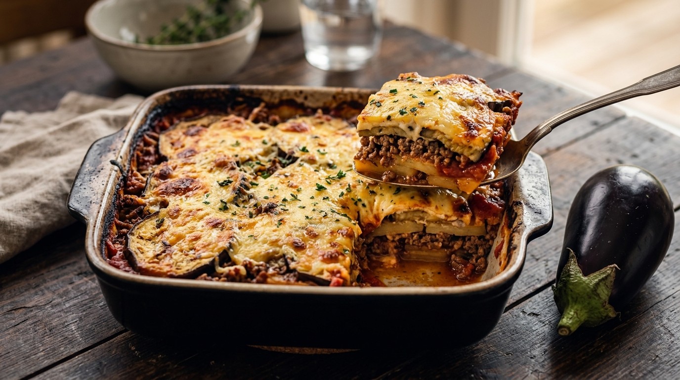 Aubergineschotel met Gehakt en Tomatensaus