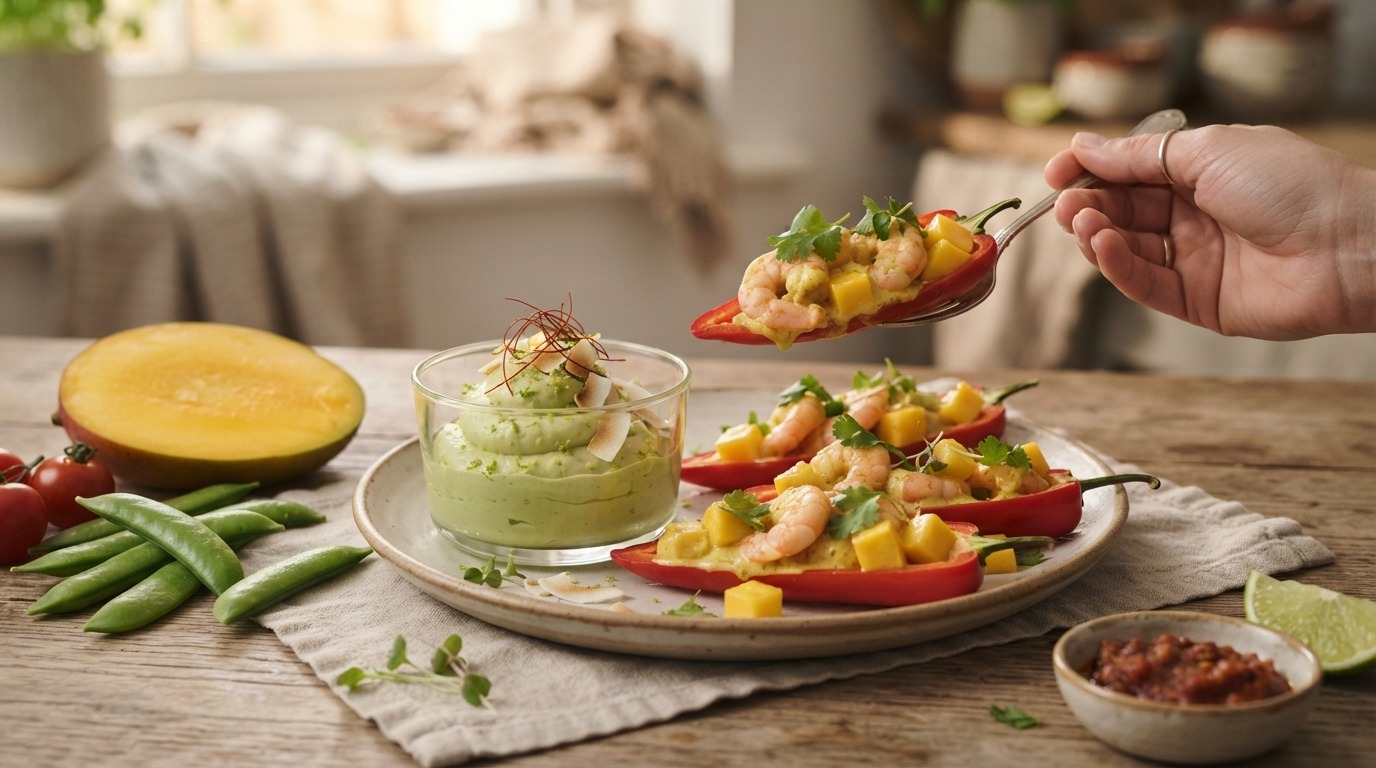 Avocadomousse met garnalenbootjes van Jacob