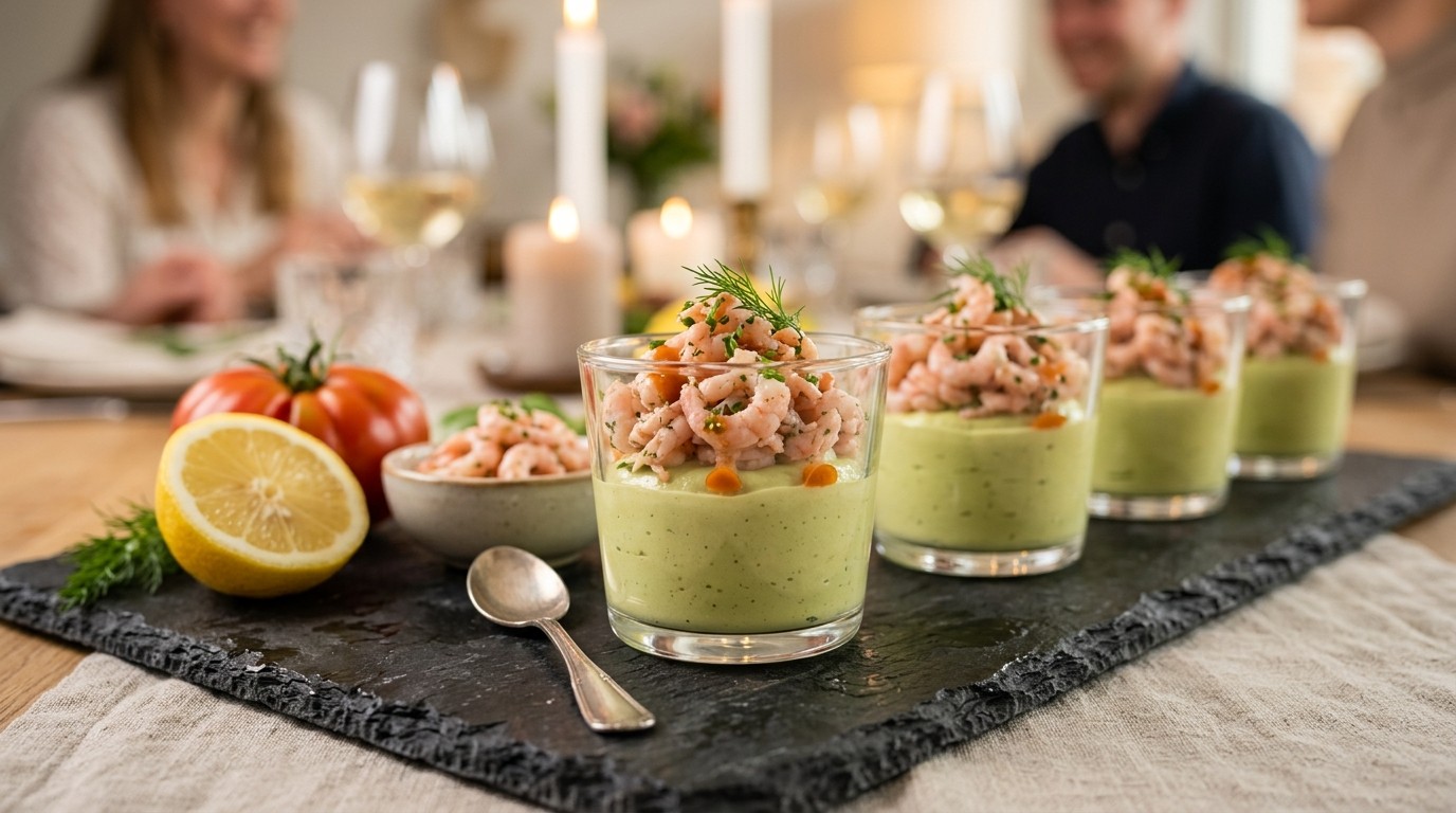 Avocadomousse met garnalensalade