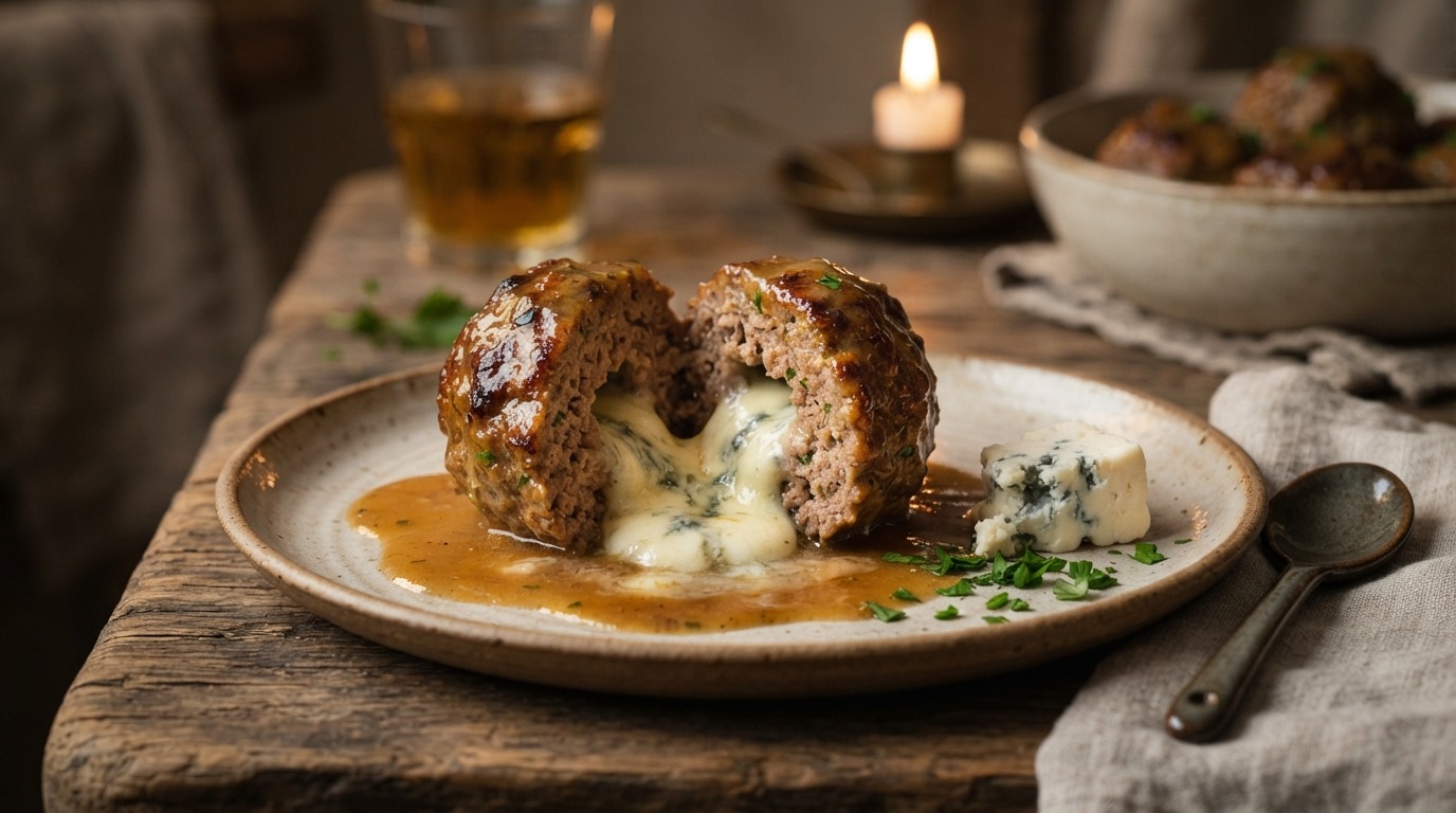 Bal gehakt gevuld met gorgonzola