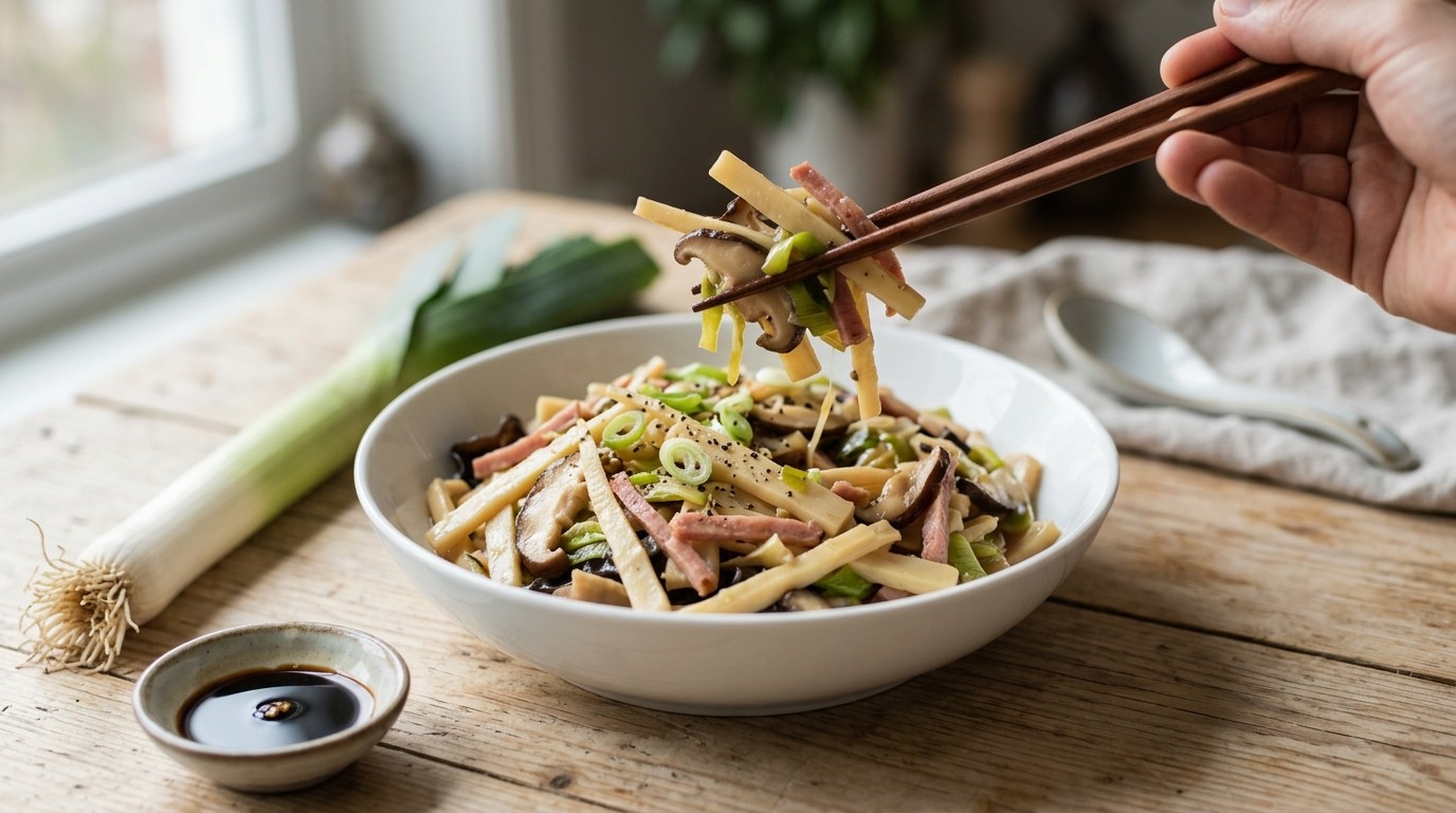 Bamboespruiten met champignons