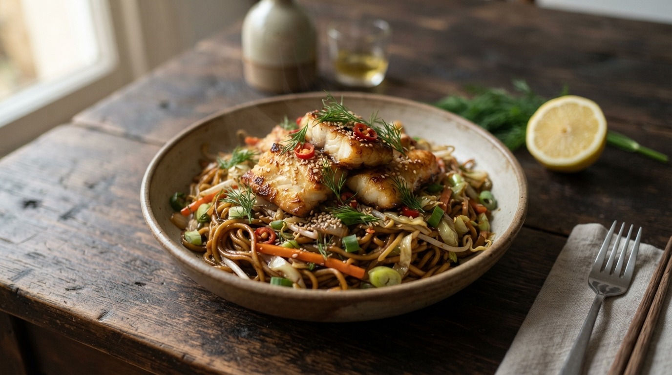 Bami met Pangasiusefilet