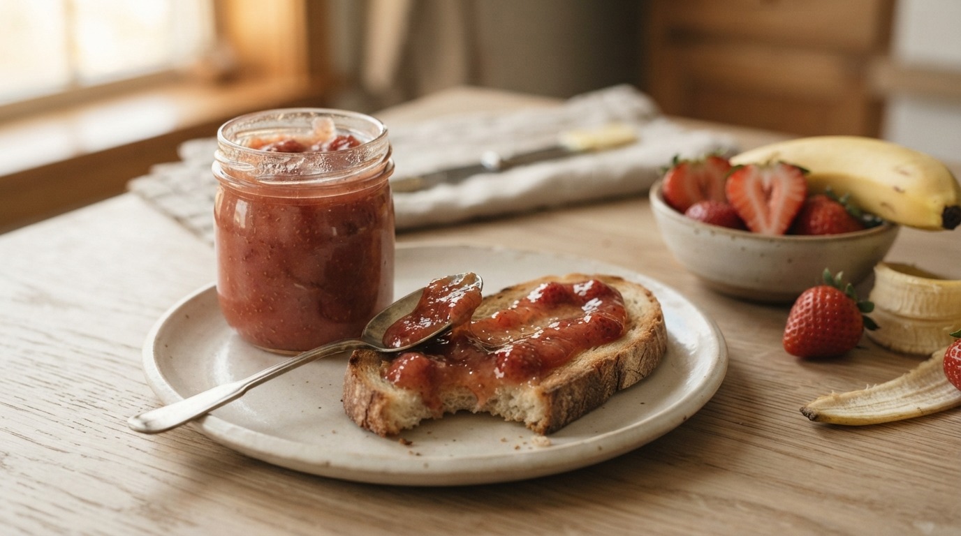 Banaan aardbei jam