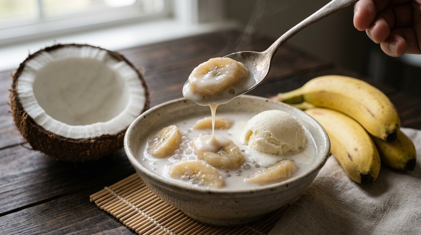 Bananen in rijke kokossaus