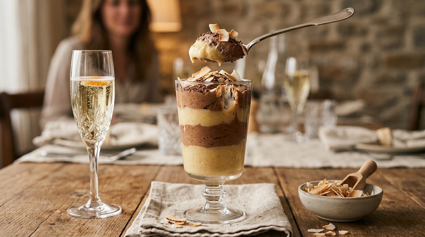 Bananenpuree met chocomousse