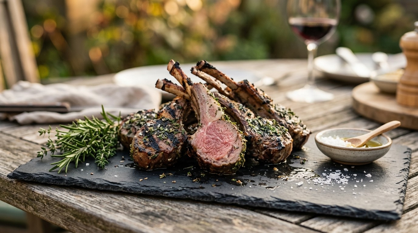 Barbeque lamskoteletten met provinciaalse kruiden