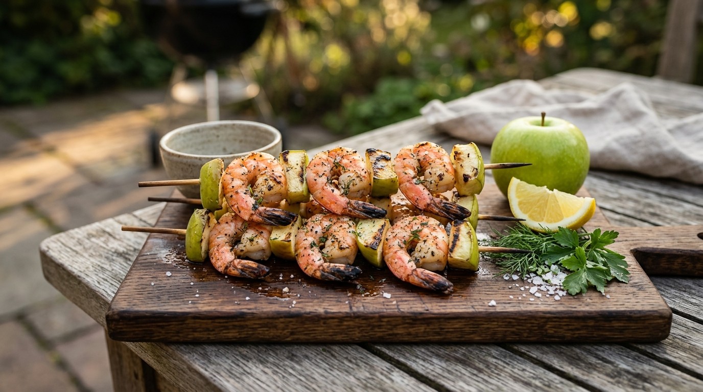 BBQ Garnalenspies met Appel