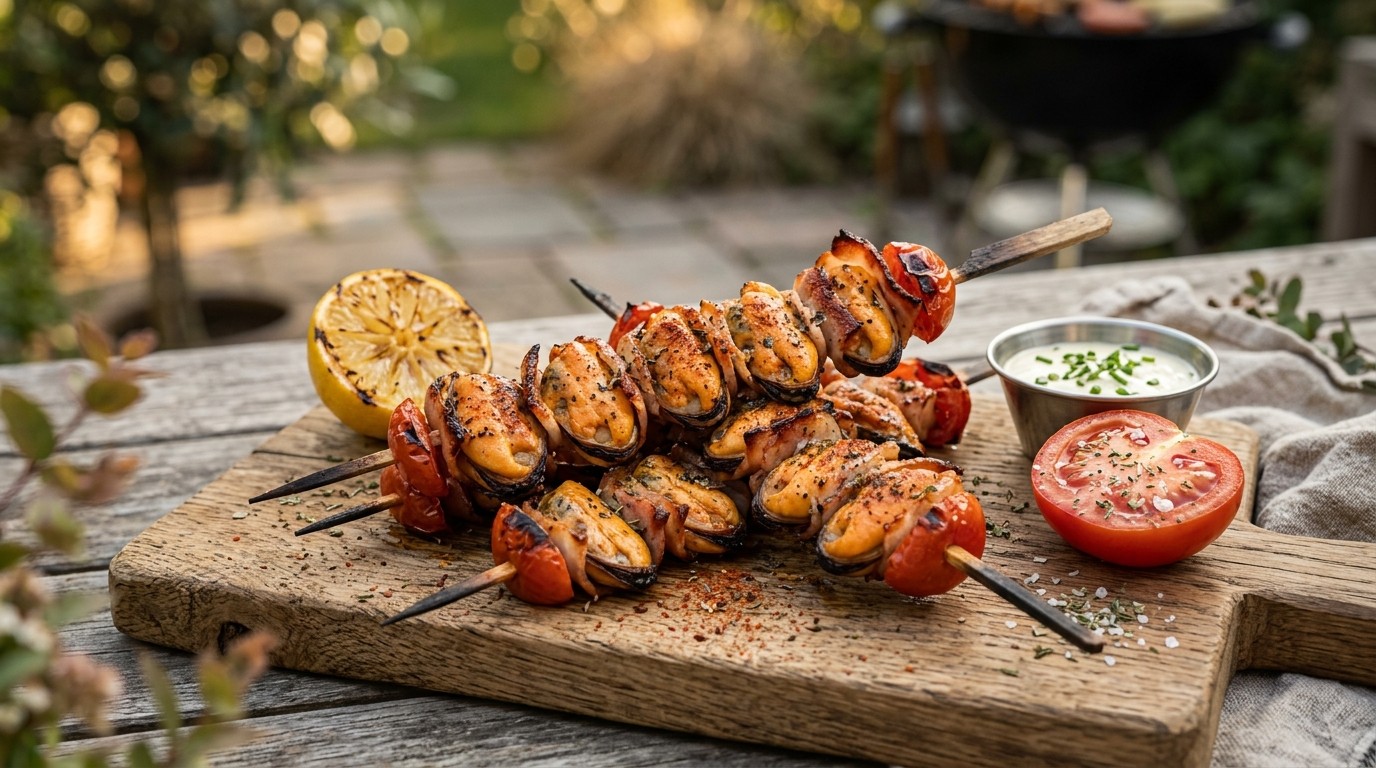 BBQ Mosselen aan het spit