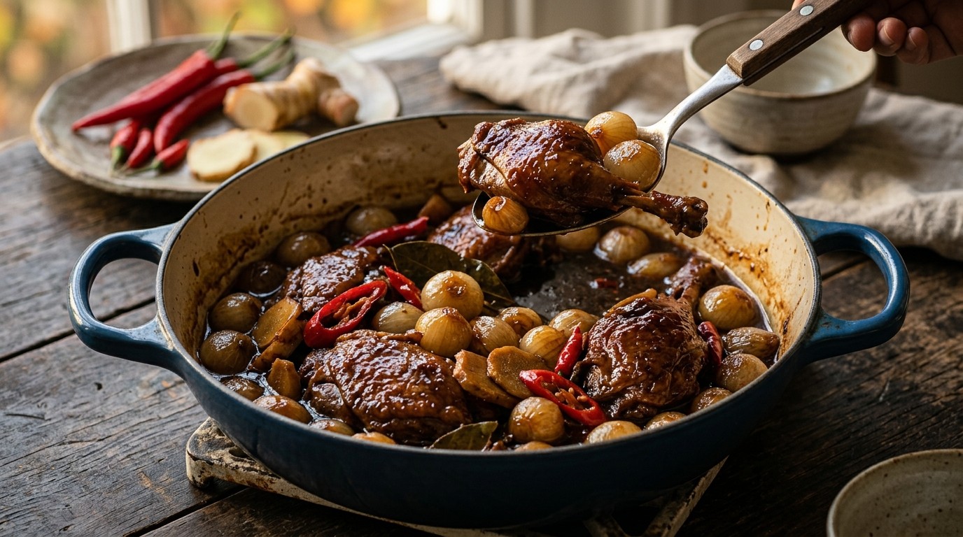 Bebek Bawang Dua (gestoofde Eend met Zilveruitjes)