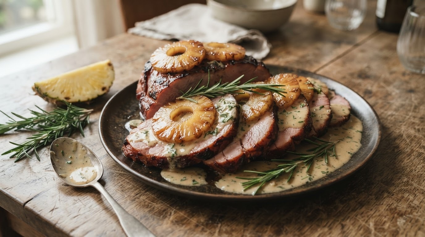Beenham met Ananas en Rozemarijnsaus