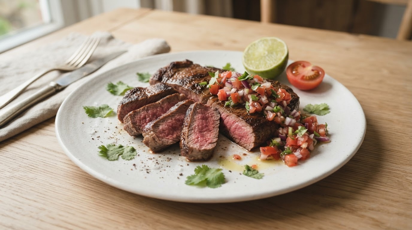 Bieflapjes met rode salsa