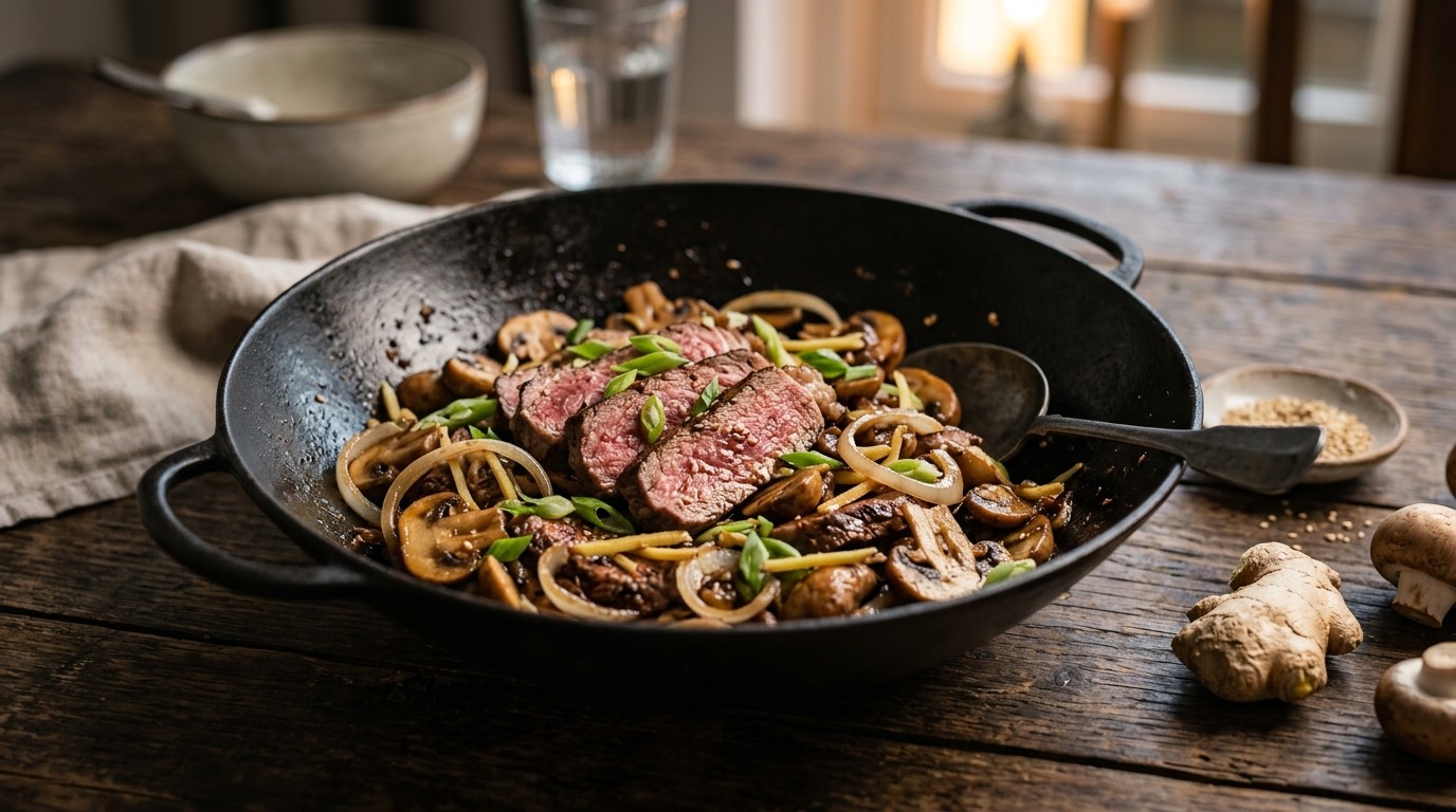 Biefstuk met Champignons en Gember