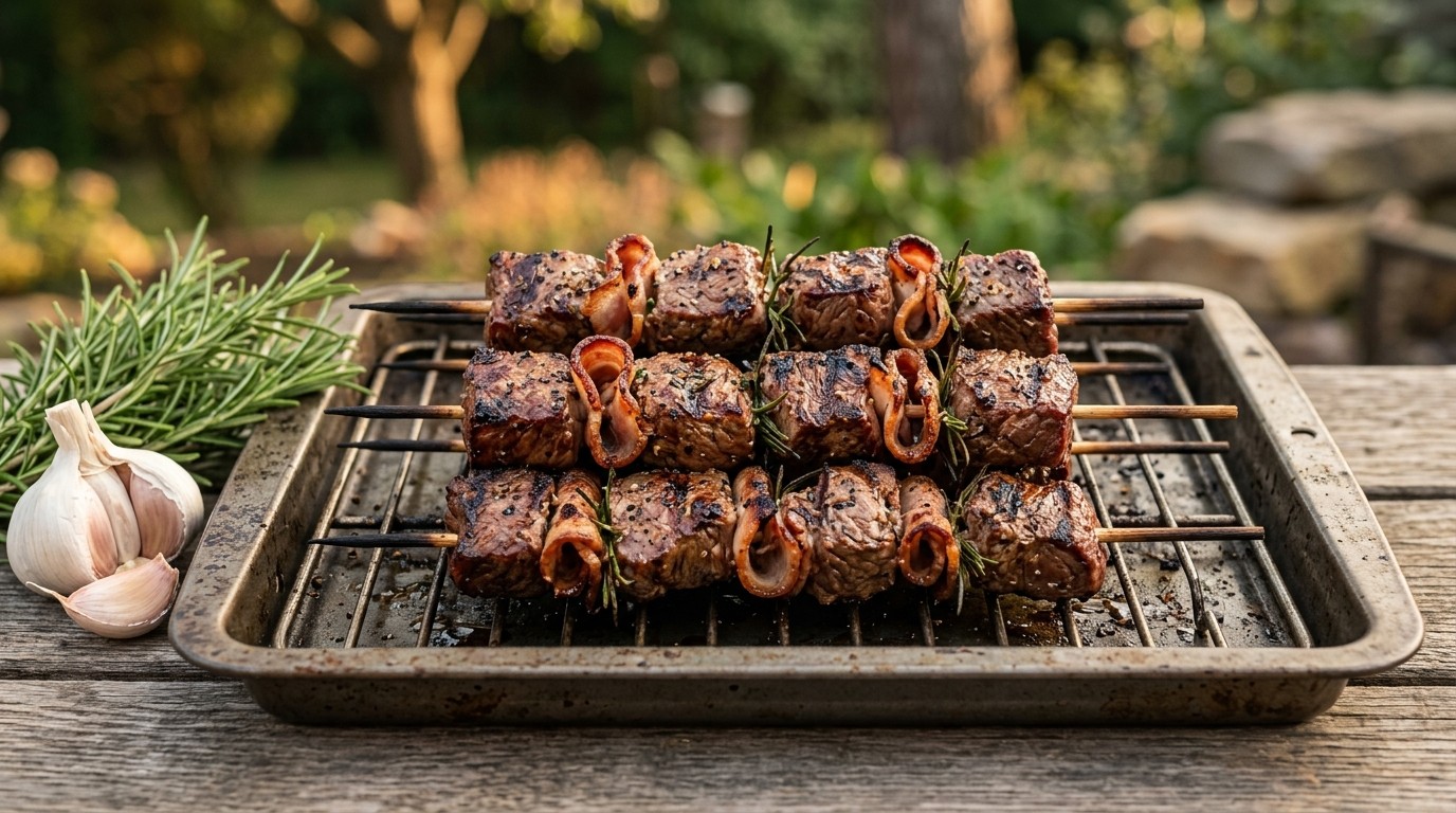 Biefstukspies op de BBQ