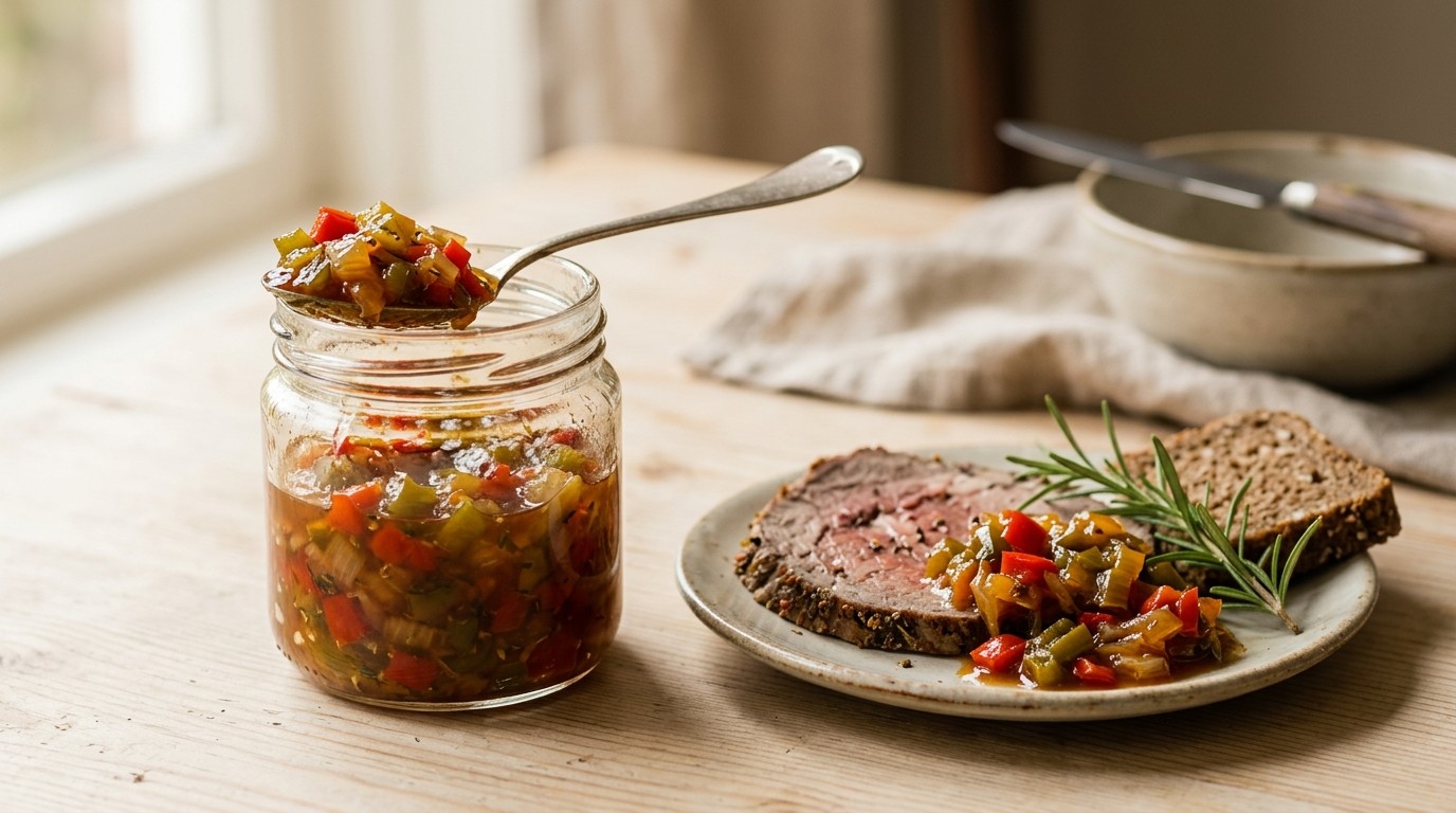 Bijgerecht (relish) van paprika en ui