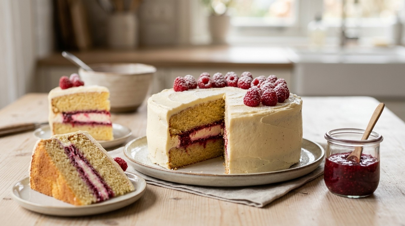 Biscuittaart met Frambozenvulling