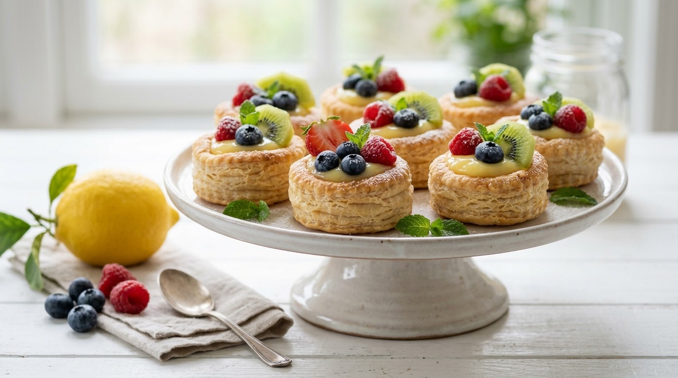 Bladerdeegbakjes met Citroencrème en Vers Fruit