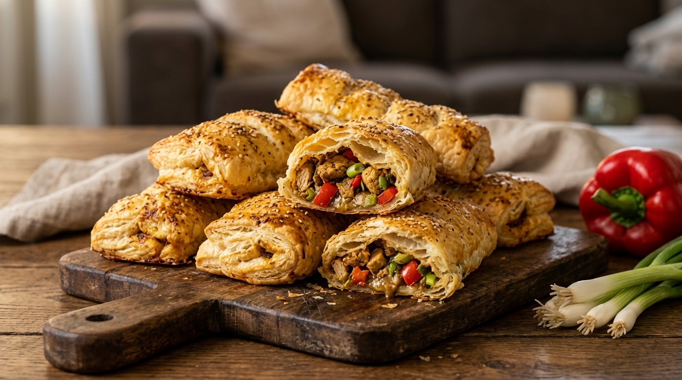 Bladerdeegbroodjes gevuld met shoarma