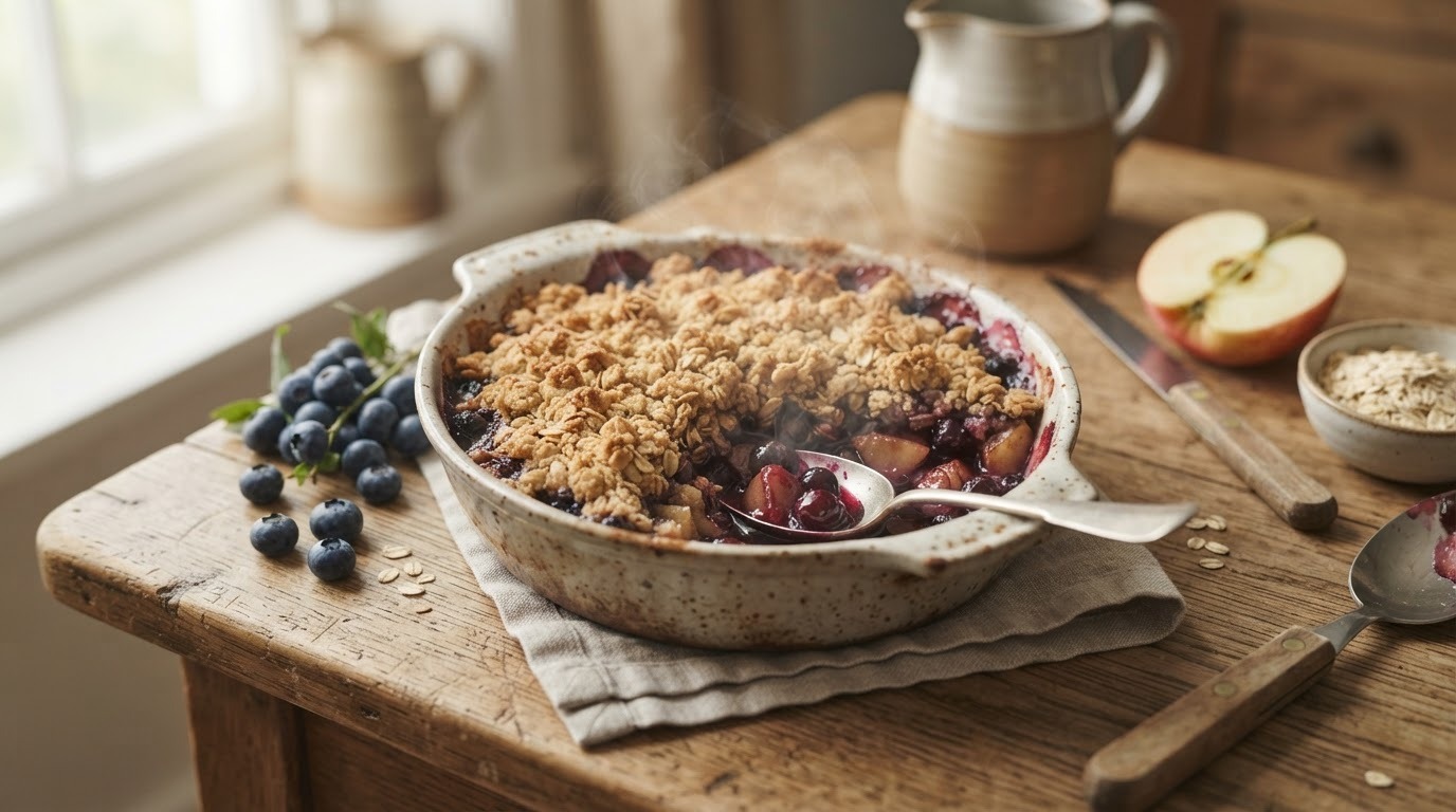 Blauwe bessen - appelcrumble