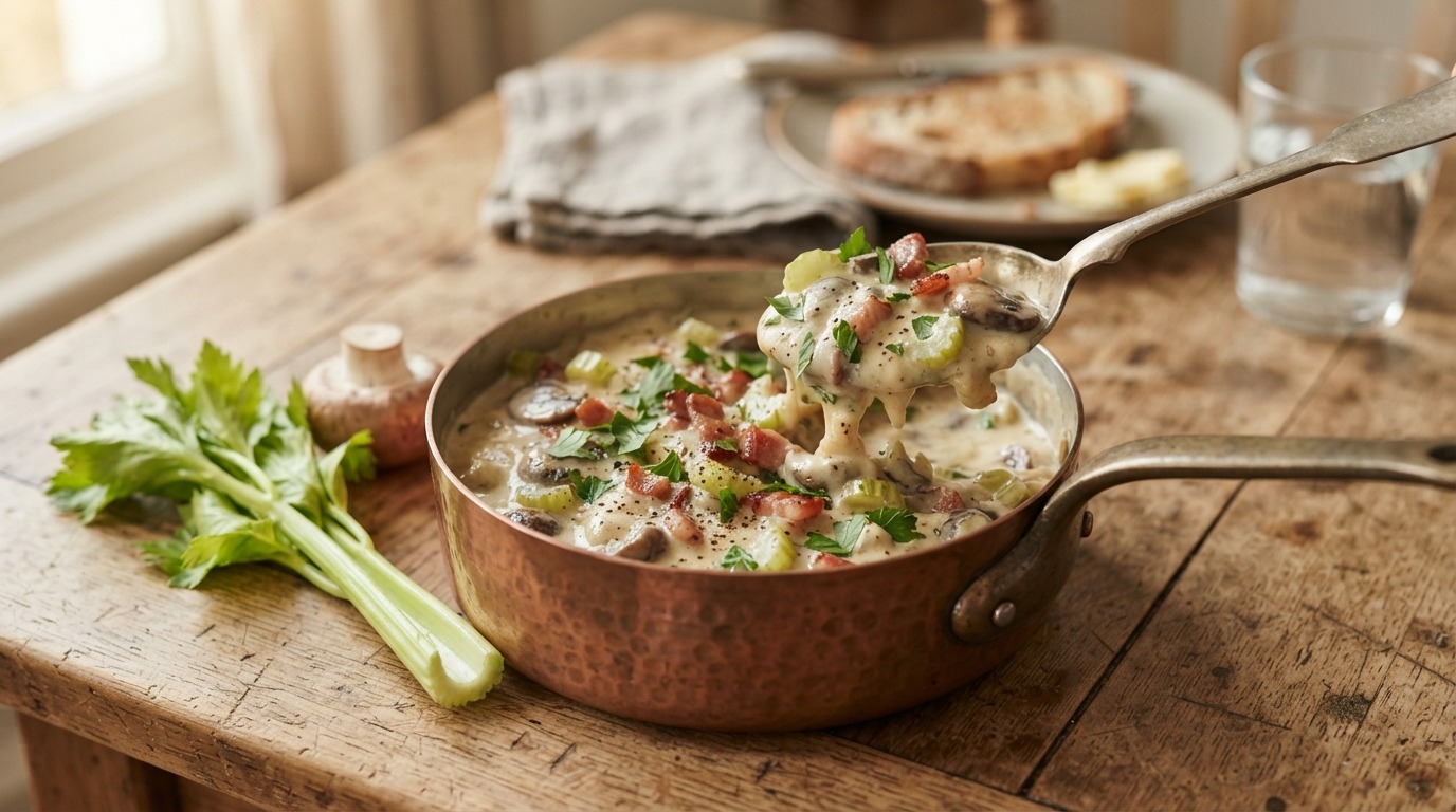 Bleekselderij-champignonragout