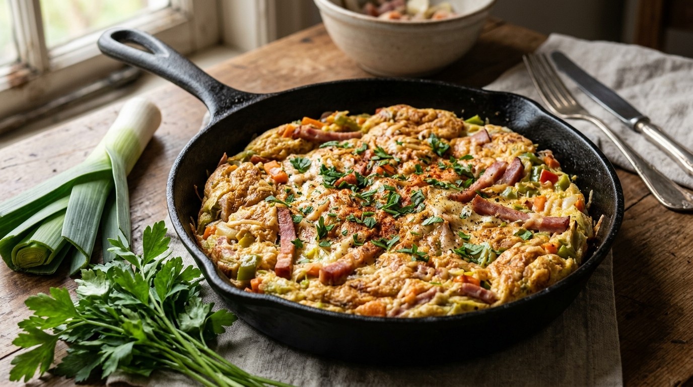 Boerenomelet met Gekookte Hamreepjes